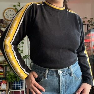 Vintage Black & Yellow Striped Long Sleeve